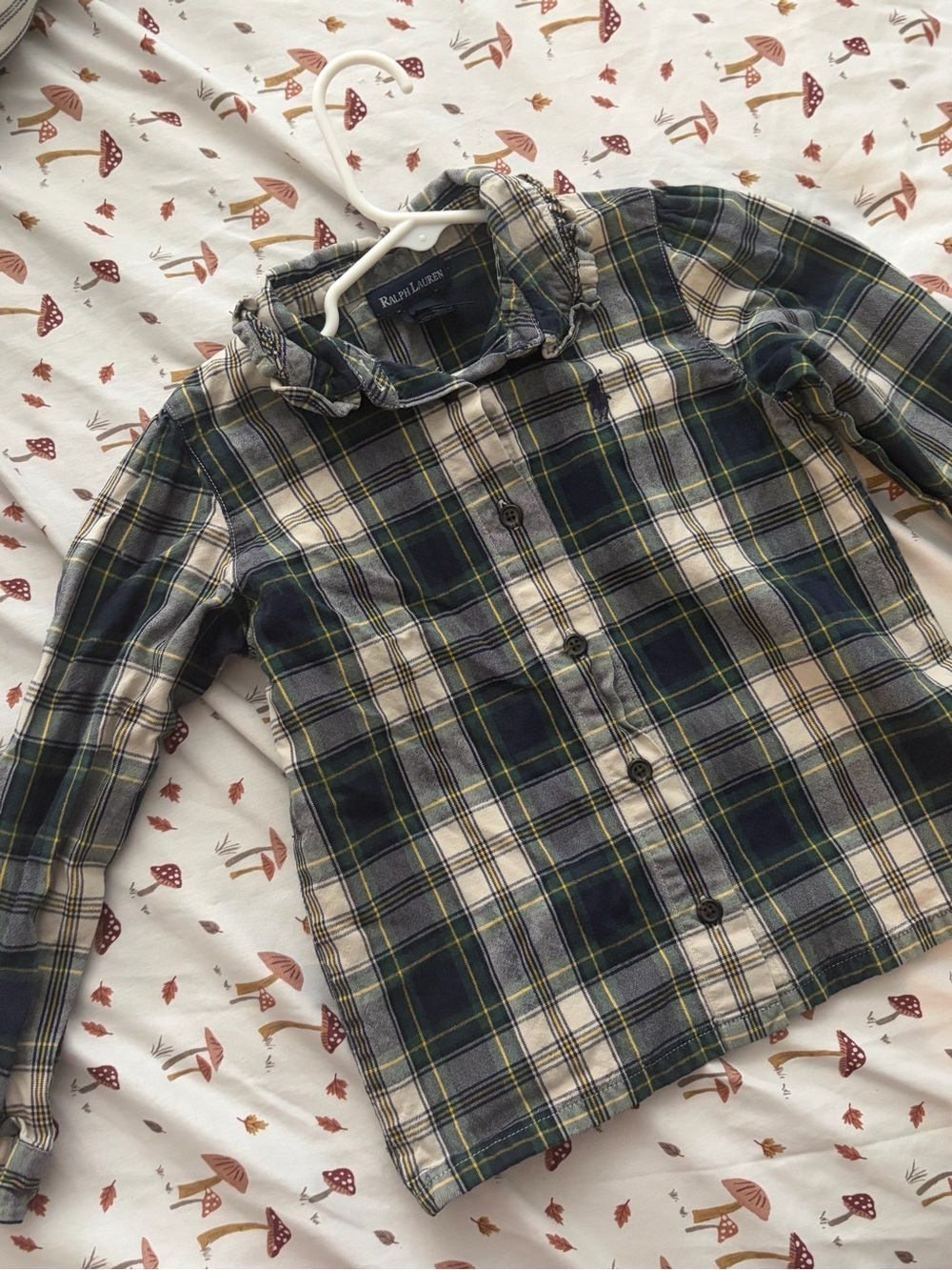 Ralph Lauren Equestrian Tartan  Plaid Navy and Forest Green Long Sleeve